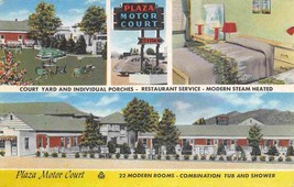 Plaza Motor Court Motel Roanoke Virginia linen postcard - £5.17 GBP