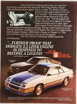 1983 Print Ad The 1983 Dodge Shelby Charger &amp; 2.2 Charger Chrysler Corp - £14.62 GBP