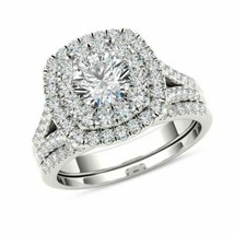 3.20Ct Round Simulated Diamond Bridal Wedding Ring Set 14K White Gold in Size 9 - £190.81 GBP