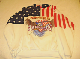 ESY Sportswear Mens XL 1/4 Zip Sweatshirt USA Flag Red White Blue Stars Stripes - £17.74 GBP