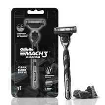 2x Gillette Mach3 Charcoal Shaving Razor for Men Enhanced Lubrastrip cle... - £17.59 GBP