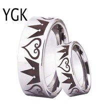 JEWELRY Fashion Wedding Ring For Women Men&#39;s kingdom hearts Design Silver Tungst - £29.27 GBP