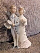 LLADRO Bride &amp; Groom Wedding Couple 4808 Porcelain Glossy Cake Topper RETIRED  - £55.90 GBP