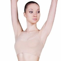 Sansha SU1006 Women&#39;s Size Small/Medium Nude Tan Seamless Bra Top w/ Adj Straps - £7.93 GBP