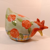 Vintage CBK Ltd Hand Painted Floral/ Plaid Design Rooster/ Chicken/ Hen Figurine - £17.91 GBP