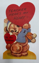 Valentines Day Vintage Greeting Card For Teacher Puppy Dog with Hearts CPC - £3.78 GBP