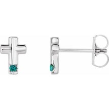 Platinum Cross Birthstone Stud Earrings - £348.11 GBP+