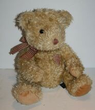 Russ Hucklebeary Teddy Bear 13" Beige Plush Red Gingham Bow Heart Soft T... - $12.95