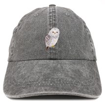Trendy Apparel Shop Owl Patch Pigment Dyed Washed Baseball Cap - Black - £15.97 GBP