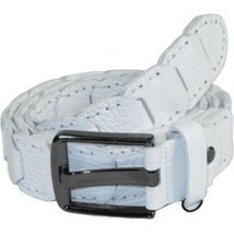 Men Genuine Leather Belt PIERO ROSSI Turkey Crocodile print Hand Stitch 69 White image 2