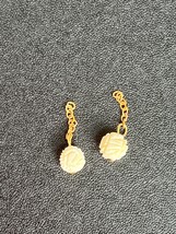Vintage Lot of 2 Dainty Floral Carved Cream Ball Beads Pendants or Charms – just - £14.69 GBP