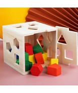 Montessori Educational Wooden Shape-Sorter Cube Pre-Kindergarten Toy for... - £7.43 GBP