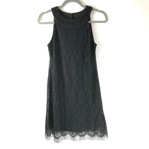 Dressbarn Collection Shift Dress Lace Overlay Sleeveless Fringe Black Size 6 - £11.58 GBP