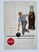 Coca Cola Vintage Ad Drink Soda Pop Coke Bottle 1954 Bowling Adverstisment - £11.00 GBP