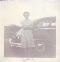 Pretty Young Lady In Front Of A Car 1949 - £3.13 GBP