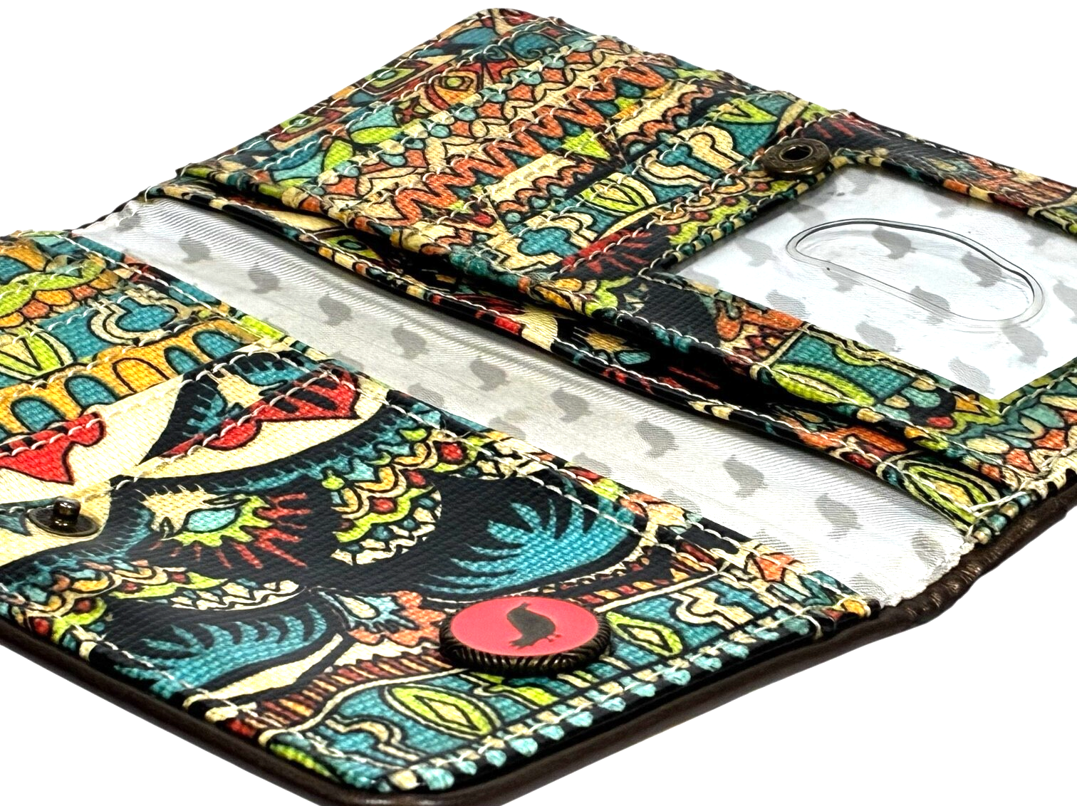 Sakroots Wallet Clutch Peace Double Zipper Multicolor Embroidery Trim Boho Bird Item image 3