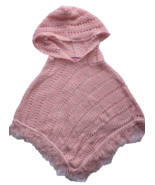 Vintage Y2K Say What Girls Pink Crochet Hooded Poncho Fringe One Size Ma... - £9.56 GBP
