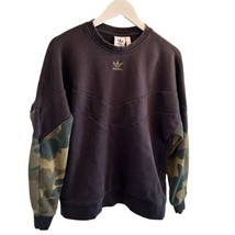 Adidas Sweater Mens Large Black Camouflage Crewneck Sweatshirt Trefoil P... - $37.95