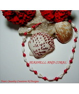 SEASHELL AND CORAL NECKLACE - 15 1/4&quot; - £8.39 GBP