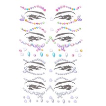 Rhinestone Face Stickers Colorful Glitter Gems Mermaid Face Jewels Temporary Cry - £15.71 GBP