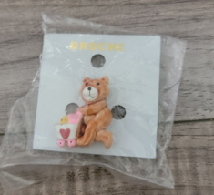 Teddy Bear Broche With Baby Carriage 1.25&quot; Expecting Mother New Baby - £7.66 GBP