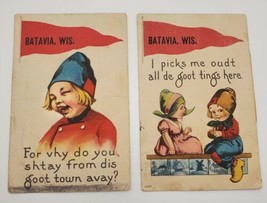 Vintage 1913 Postcard Lot of 2 Batavia Wisconsin Sheboygan County Dutch Children - £19.41 GBP