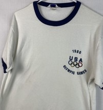 Vintage Levi’s T Shirt 1980 Olympic Games USA Ringer Tee 50/50 Blend XL 80s - £47.95 GBP