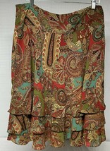Lauren Ralph Lauren Women&#39;s Red Paisley Tiered Skirt Size 12 Whimsigoth ... - $507.62 MXN