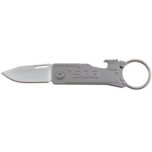 SOG Keytron Satin Finish Straight Edge Folding Knife 3.5in Blade Clip Point - £20.32 GBP