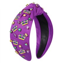 Mardi Gras Headband Accessories for Women Glitter Crown Headband Purple Jeweled  - £25.48 GBP