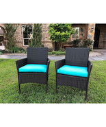 Resin Wicker &amp; Steel Contemporary Arm Chair with Cushions, Antique Black... - $321.83 CAD