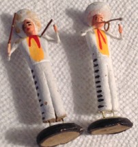 Primitive Hand Carved Wood Mariachi Band Figurine Set 2 Vintage Miniature - £11.09 GBP