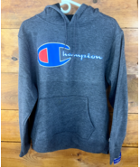 Champion Hoodie Mens Medium Gray Spell Out Sweatshirt 100% Polyester - $273.86 MXN