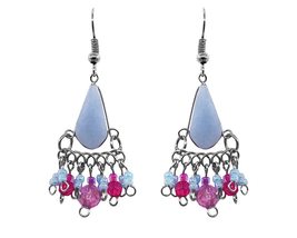 Teardrop Stone Cabochon Multicolored Crystal Beaded Metal Dangle Earring... - £7.38 GBP+