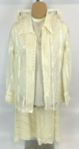 Vintage Lace Blouse Long Skirt Cream Ivory Boho Hippie 3 pc Outfit  - £54.88 GBP