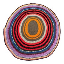 Large Boho Rug Colorful Crocheted Oval Area 45x50 Vintage Grandma Cottage Core - £104.24 GBP