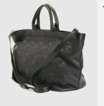 Iopelle IO PELLE Italy Leather Skull Weekender Tote Bag Black XL NWT - $352.41