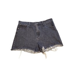 Madewell 32&#39; Large The Perfect Jean Shorts Black Fringe High Waist - £23.83 GBP