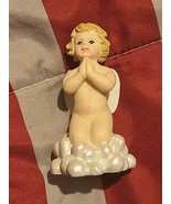 Vintage Angelic Celebrations Cherub sitting on clouds blonde hair Prayin... - $279.59 MXN