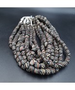 Lot 2 Vintage OLD AFRICAN Black GLASS ANTIQUE Stripes BEADS 7-8MM  beads... - $427.27 MXN