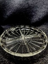 Vintage Clear Pressed Glass 4 Sections Divided Dish Platter Starburst - $8.61