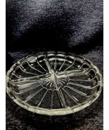 Vintage Clear Pressed Glass 4 Sections Divided Dish Platter Starburst - £6.82 GBP