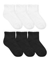 Jefferies Socks Girls School Seamless Ruffle Rib Cotton Sport Ankle Socks 6PK - £14.37 GBP