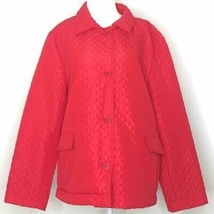 Harve Benard Womens Large Quilted Jacket Red Button Front Flap Pocket Li... - £24.88 GBP