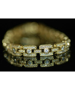 5.40ct Round Brilliant Cut Diamond Link 18k Yellow Gold Over Bracelet 7.5&quot; - £146.45 GBP