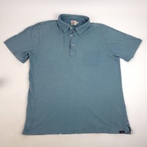 Faherty Brand Polo Shirt Mens Large Blue Green Striped Cotton - £14.93 GBP