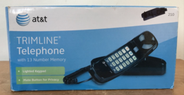AT&amp;T 210 Trimline Black Corded Keypad Landline Telephone w Original Box - £24.03 GBP