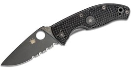 Spyderco Tenacious Folding Utility Pocket Knife with 3.39&quot; Black Blade - £88.65 GBP