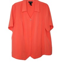 Maggie Barnes Womens Size OX Short Sleeve Hidden Button Front V-Neck Orange - $12.97