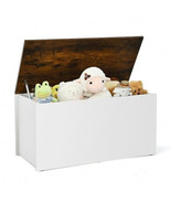 Flip-top Storage Chest with Self-hold Cover and Pneumatic Rod-White - Co... - £101.47 GBP